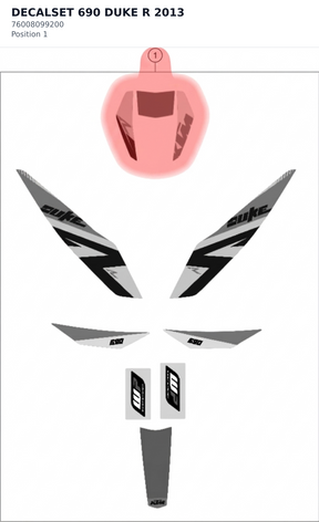 Diagram preview: DECALSET 690 DUKE R 2013 (76008099200)
