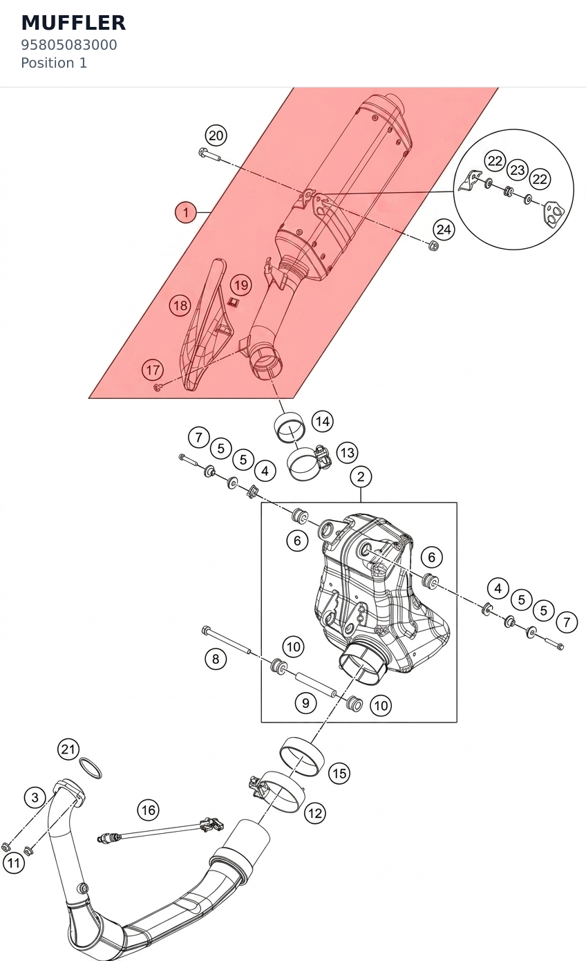 Diagram preview: MUFFLER (95805083000)