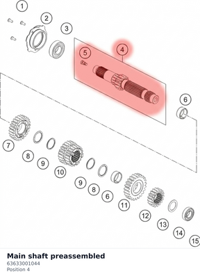 Diagram preview: Main shaft preassembled (63633001044)