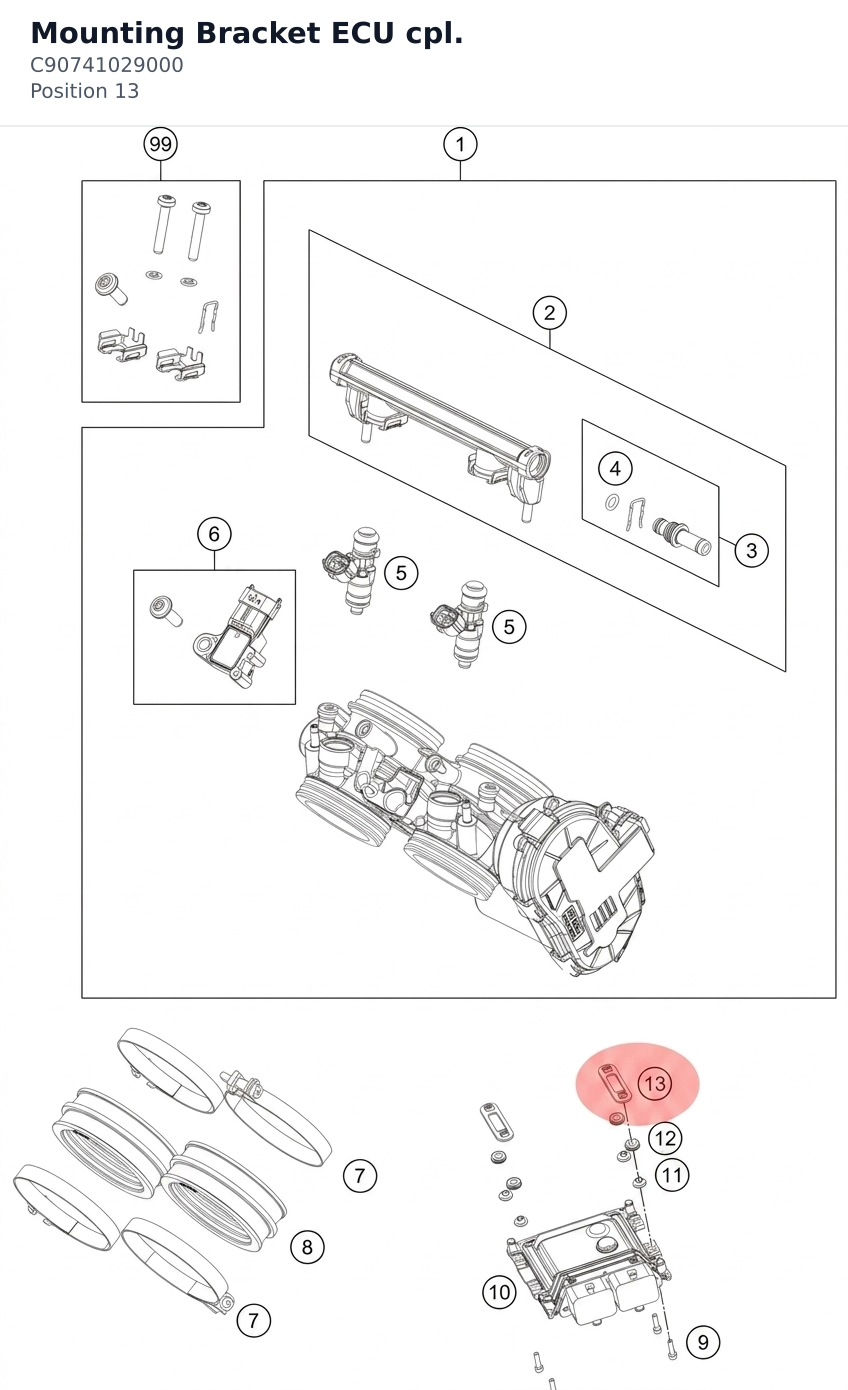 Diagram preview: Mounting Bracket ECU cpl. (C90741029000)