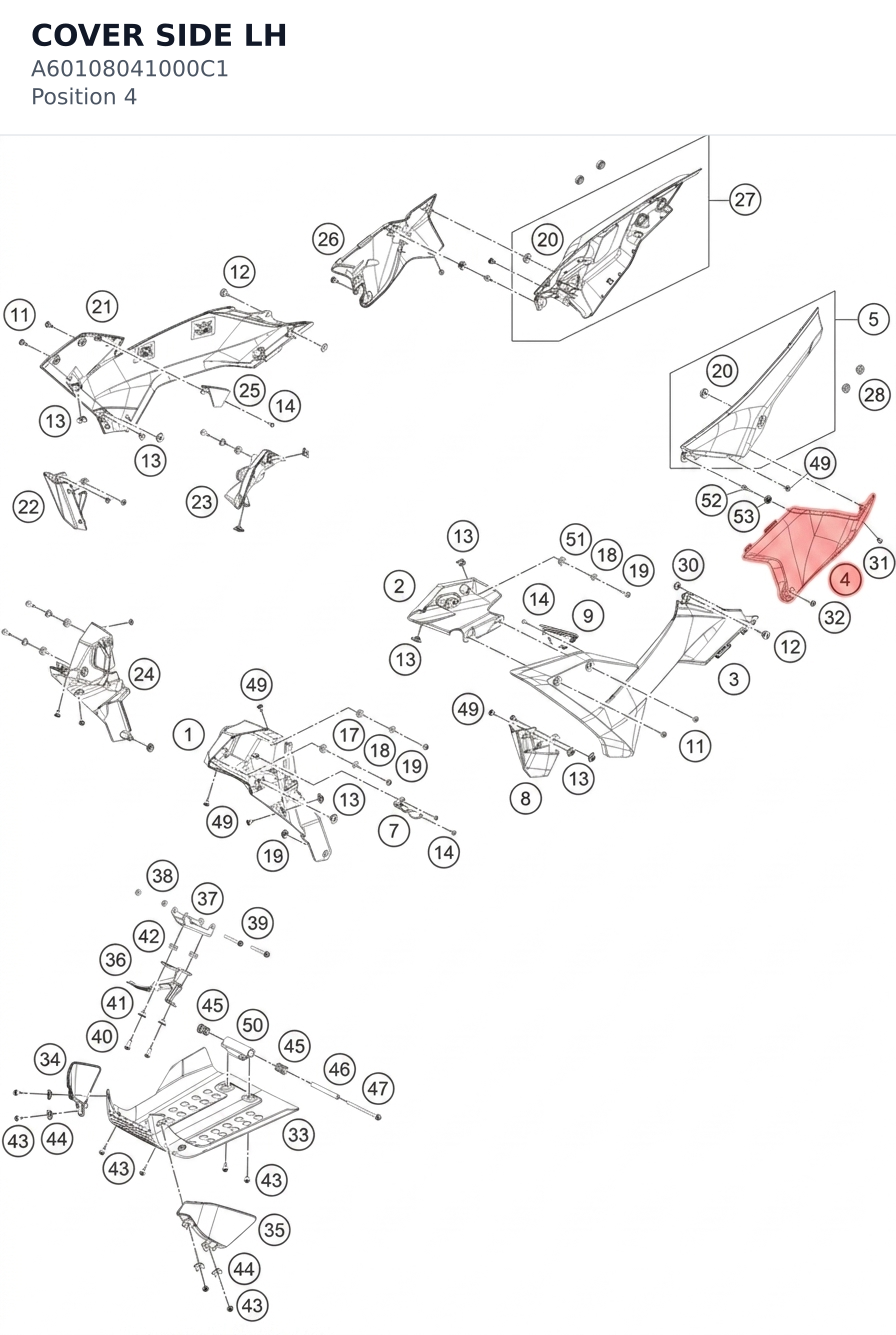 Diagram preview: COVER SIDE LH (A60108041000C1)
