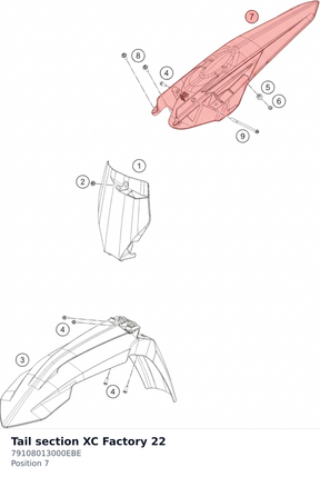 Diagram preview: Tail section XC Factory 22 (79108013000EBE)