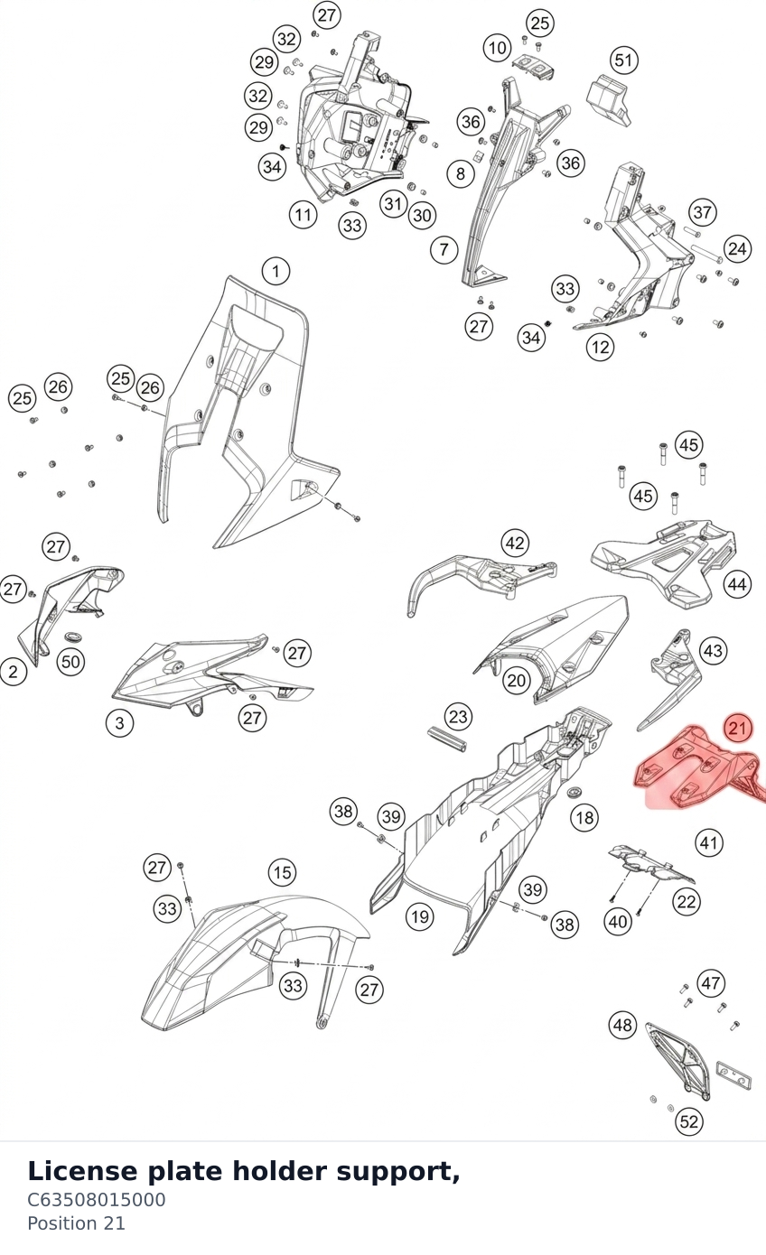 Diagram preview: License plate holder support, (C63508015000)