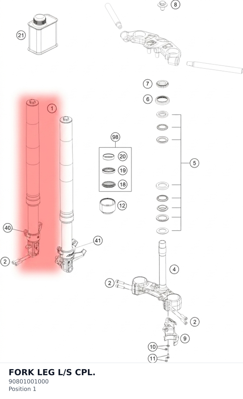 Diagram preview: FORK LEG L/S CPL. (90801001000)