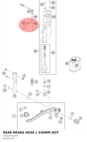 Diagram preview: REAR BRAKE HOSE L 540MM DOT (72013071100)