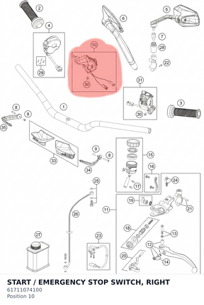Diagram preview: START / EMERGENCY STOP SWITCH, RIGHT (61711074100)