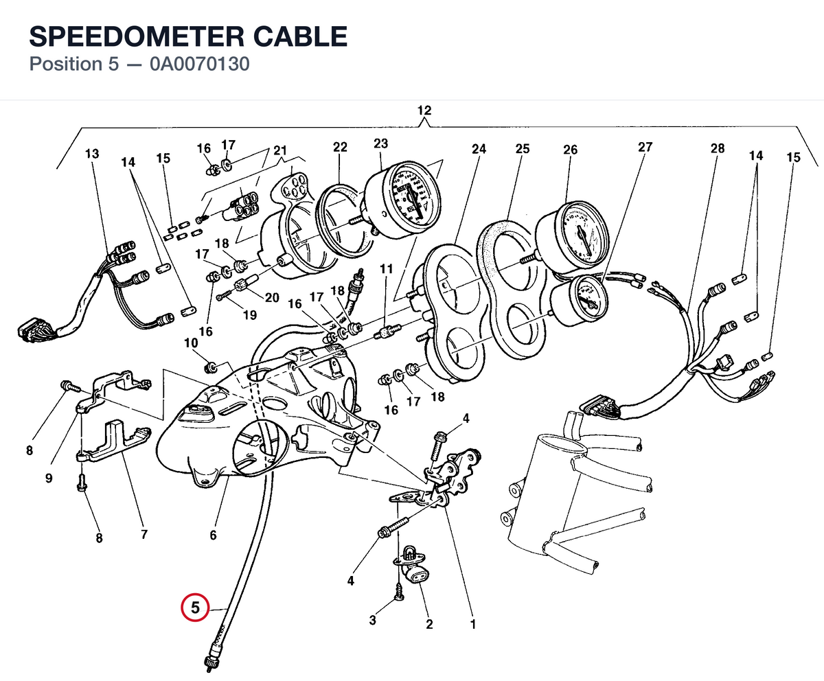 SPEEDOMETER CABLE 0A0070130 diagram position