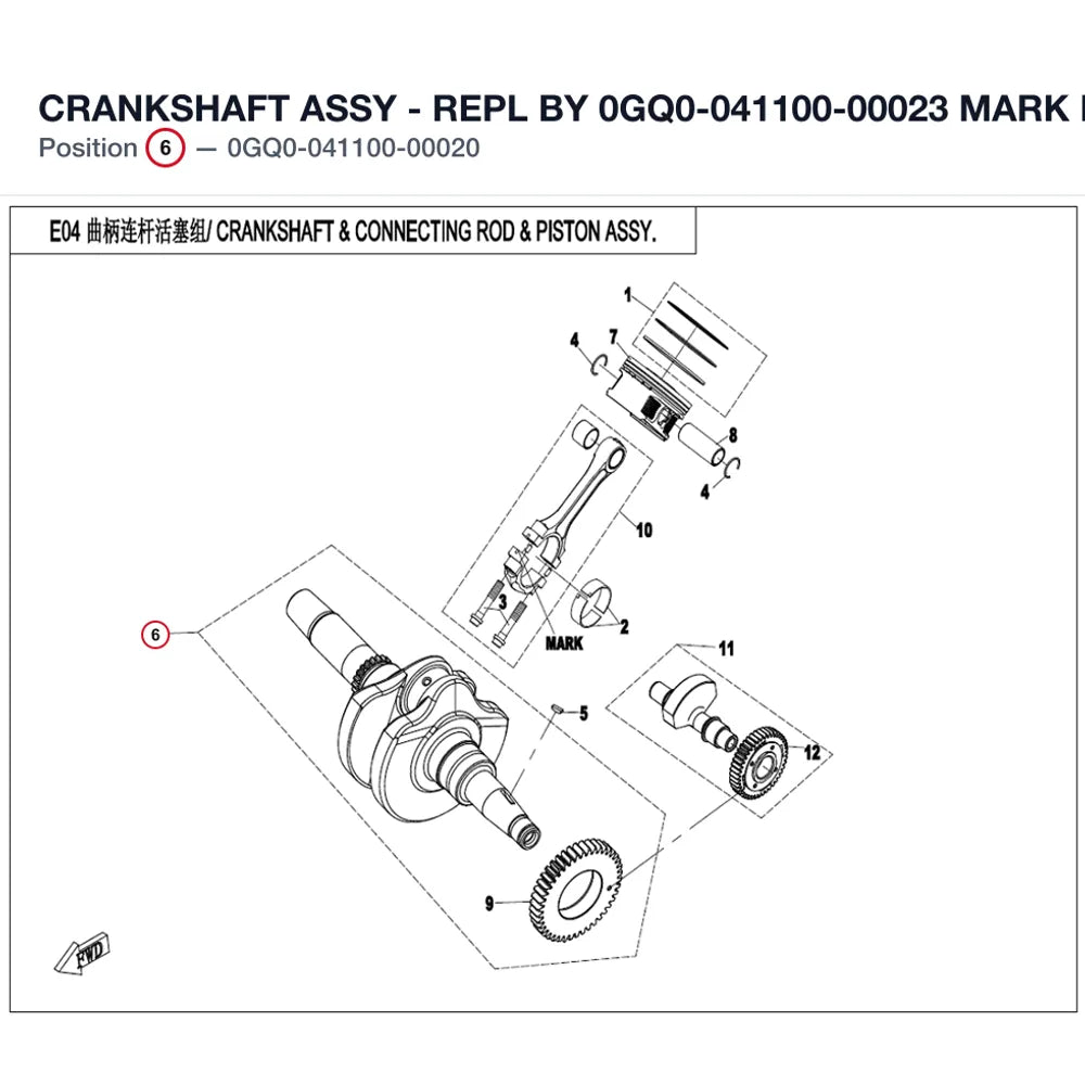 CRANKSHAFT ASSY - REPL BY 0GQ0-041100-00023 product image