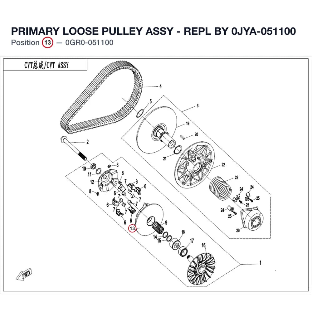PRIMARY LOOSE PULLEY ASSY - REPL BY 0JYA-051100 product image