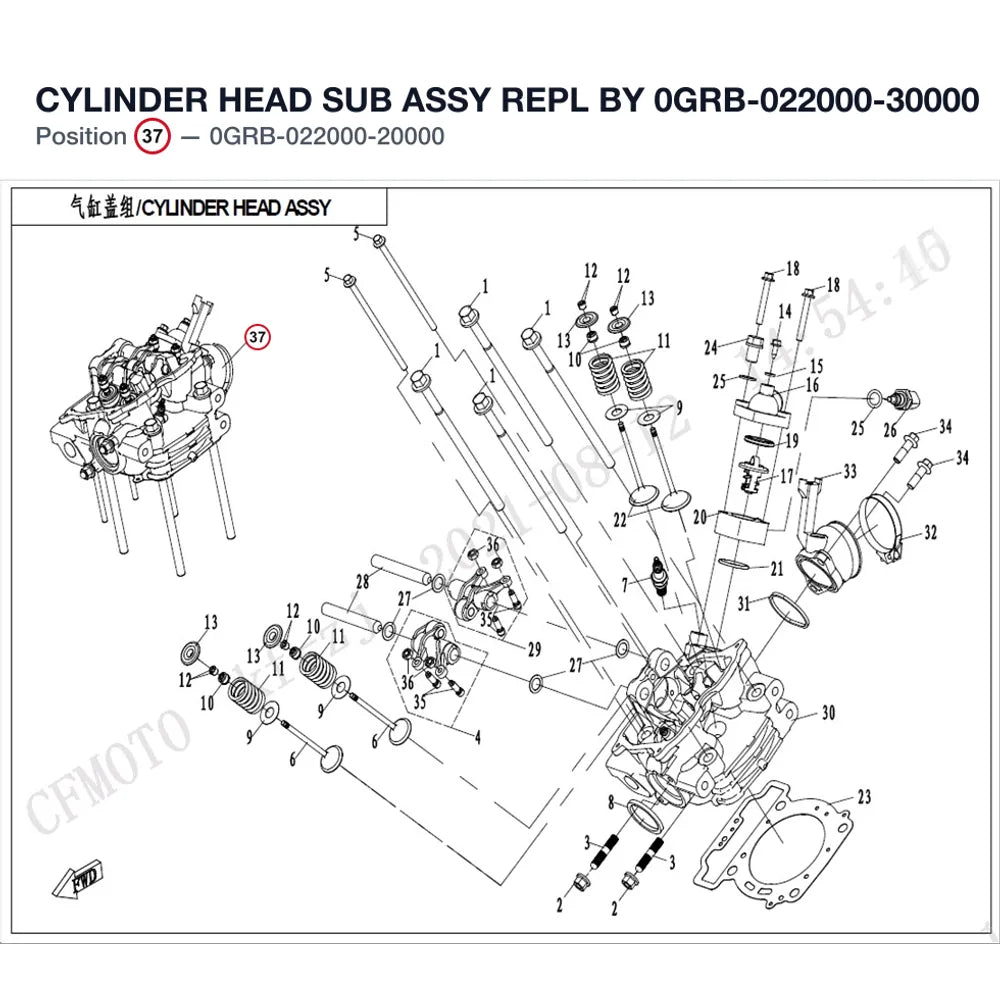CYLINDER HEAD SUB ASSY REPL BY 0GRB-022000-30000 product image