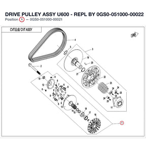 DRIVE PULLEY ASSY U600 - REPL BY 0GS0-051000-00022 product image