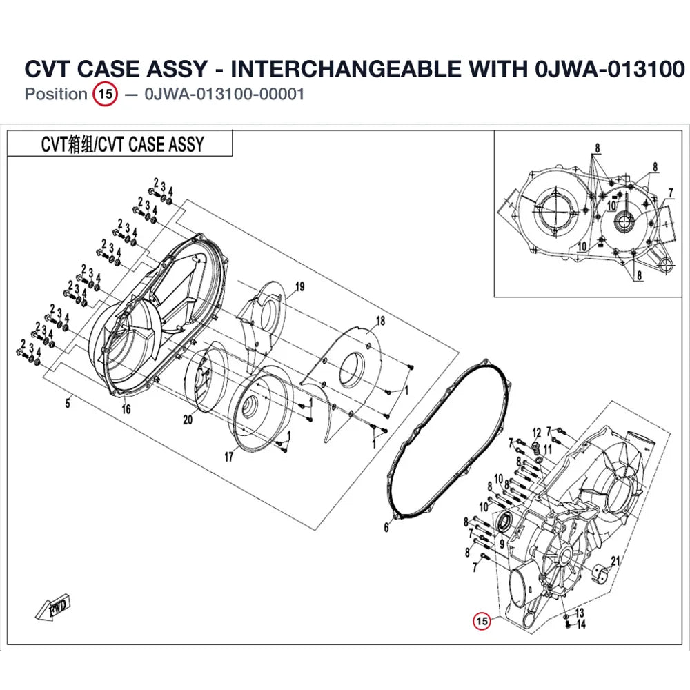 CVT CASE ASSY - INTERCHANGEABLE WITH 0JWA-013100 product image