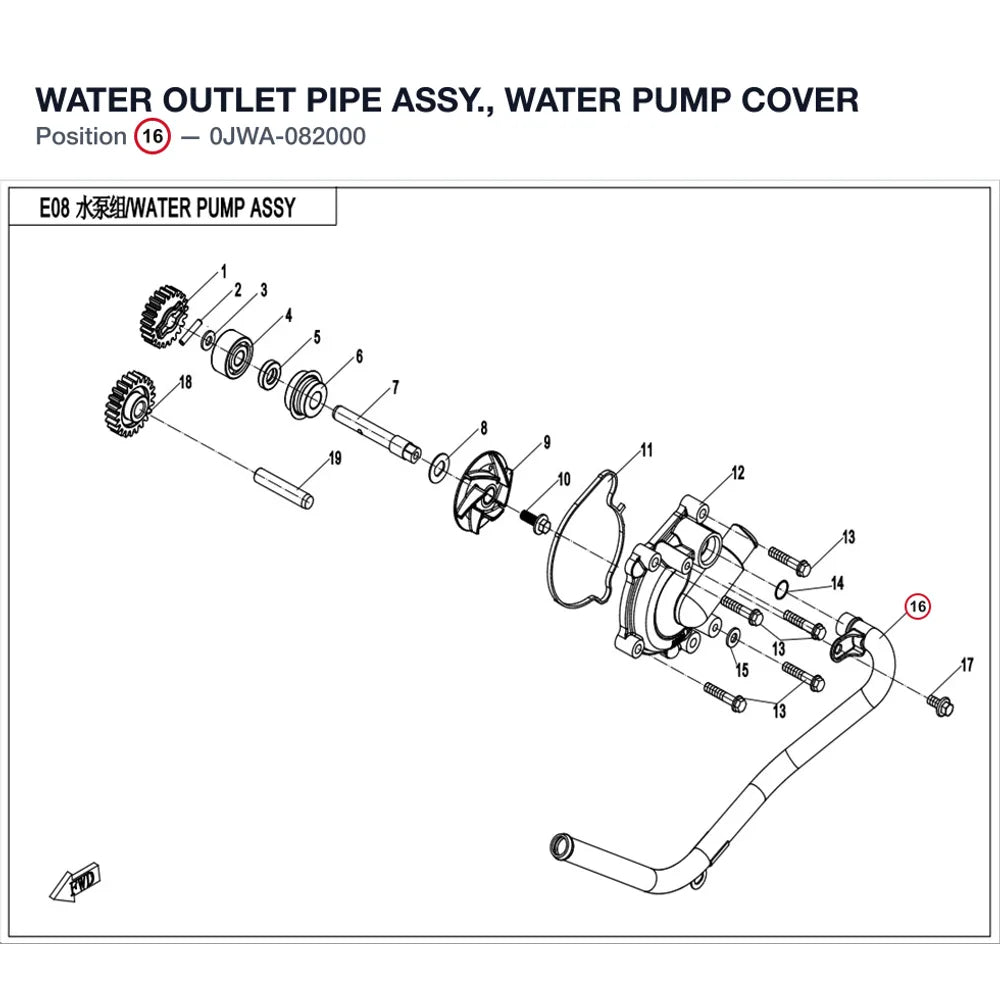 WATER OUTLET PIPE ASSY., WATER PUMP COVER product image