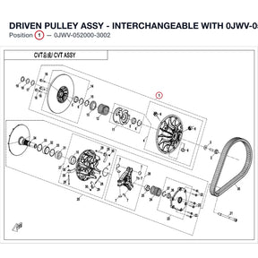 DRIVEN PULLEY ASSY - INTERCHANGEABLE WITH 0JWV-052000-3000 product image