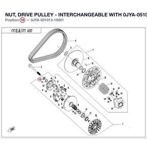 NUT, DRIVE PULLEY - INTERCHANGEABLE WITH 0JYA-051013-10000 product image
