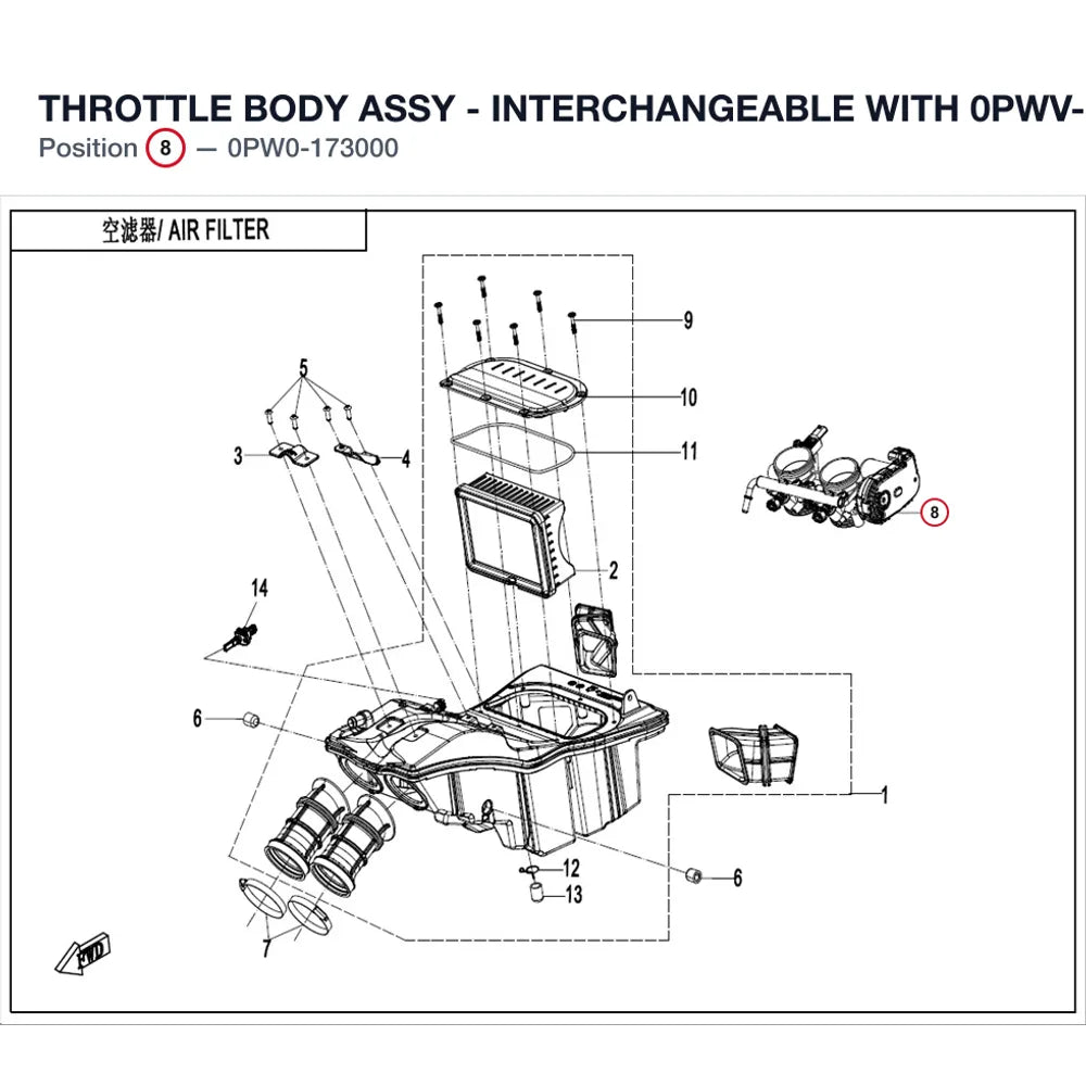 THROTTLE BODY ASSY - INTERCHANGEABLE WITH 0PWV-173000-1000 product image