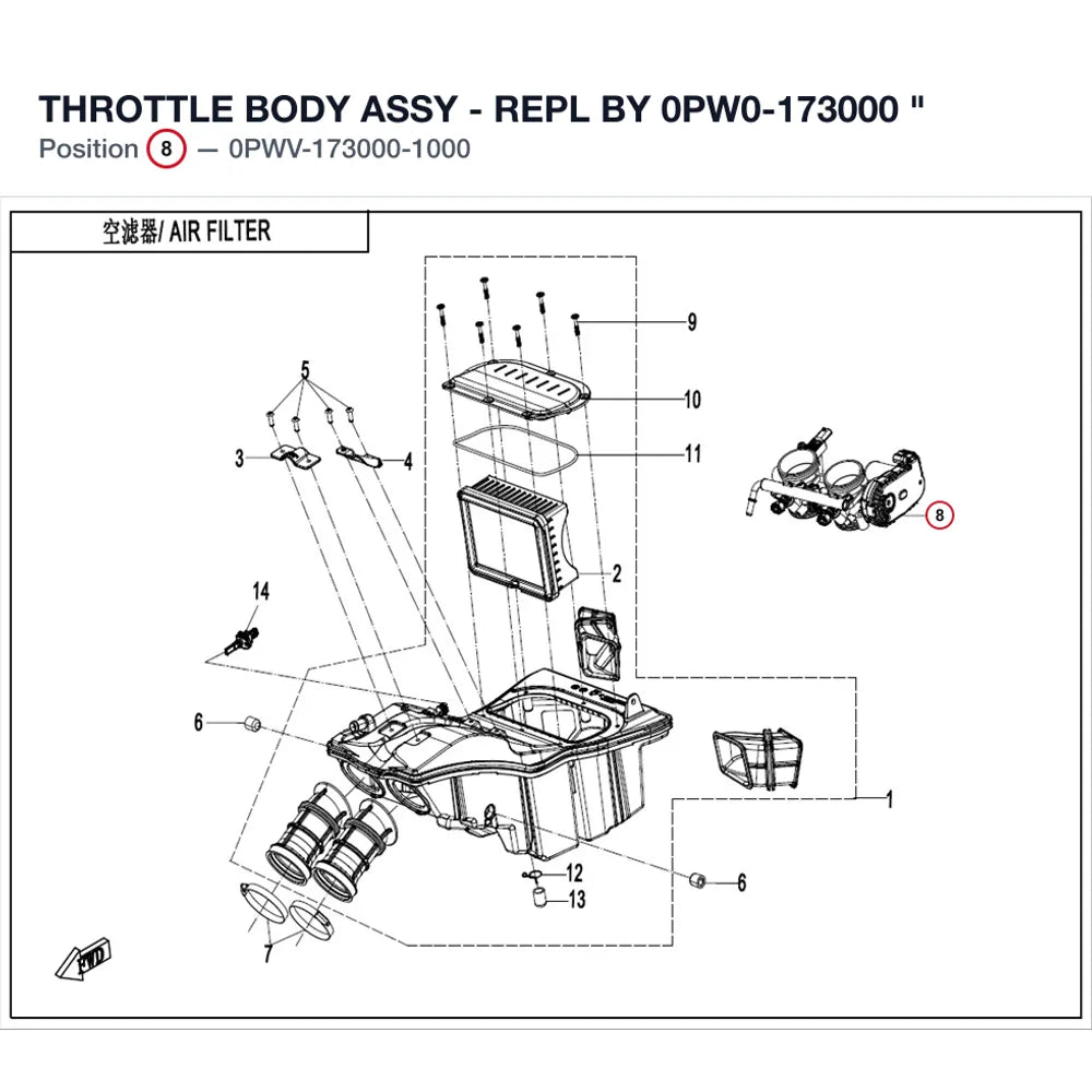 THROTTLE BODY ASSY - REPL BY 0PW0-173000 product image