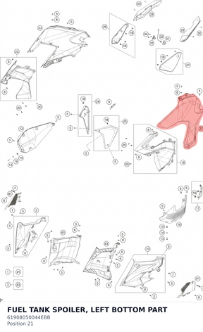 Diagram preview: FUEL TANK SPOILER, LEFT BOTTOM PART (61908050044EBB)