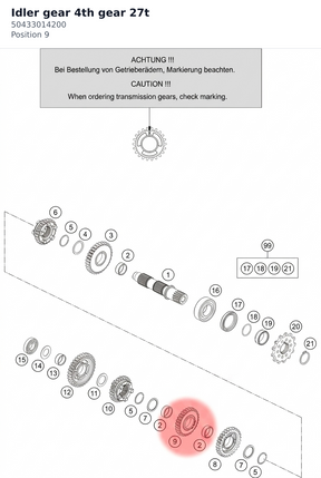Diagram preview: Idler gear 4th gear 27t (50433014200)
