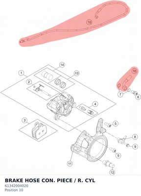 Diagram preview: BRAKE HOSE CON. PIECE / R. CYL (61342004020)