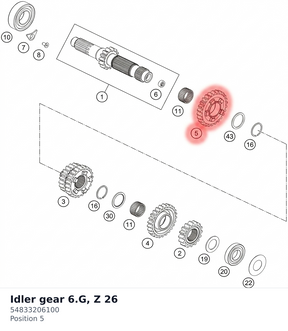 Diagram preview: Idler gear 6.G, Z 26 (54833206100)