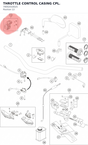 Diagram preview: THROTTLE CONTROL CASING CPL. (79002010025)