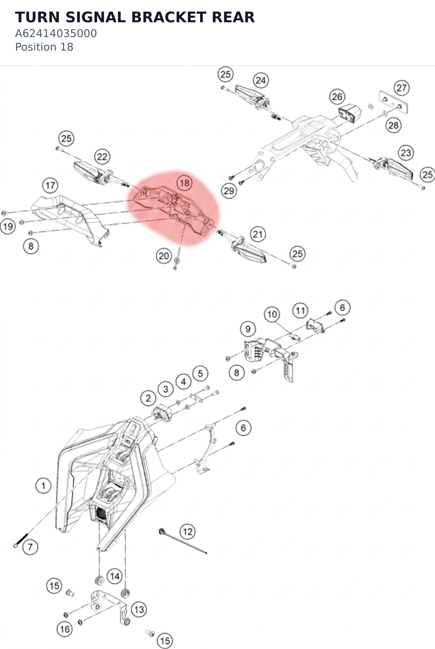 Diagram preview: TURN SIGNAL BRACKET REAR (A62414035000)