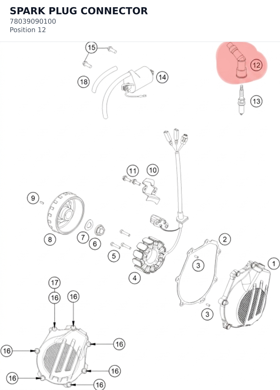 Diagram preview: SPARK PLUG CONNECTOR (78039090100)