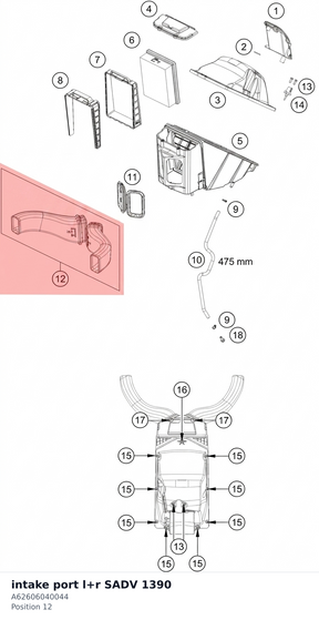Diagram preview: intake port l+r SADV 1390 (A62606040044)