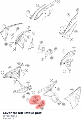 Diagram preview: Cover for left intake port (60708102060)