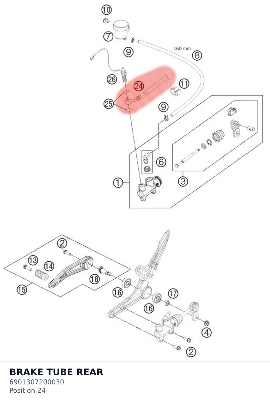 Diagram preview: BRAKE TUBE REAR (6901307200030)