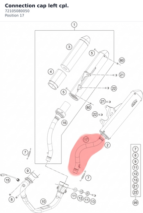 Diagram preview: Connection cap left cpl. (72105080050)