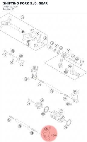 Diagram preview: SHIFTING FORK  5./6. GEAR (76434001000)