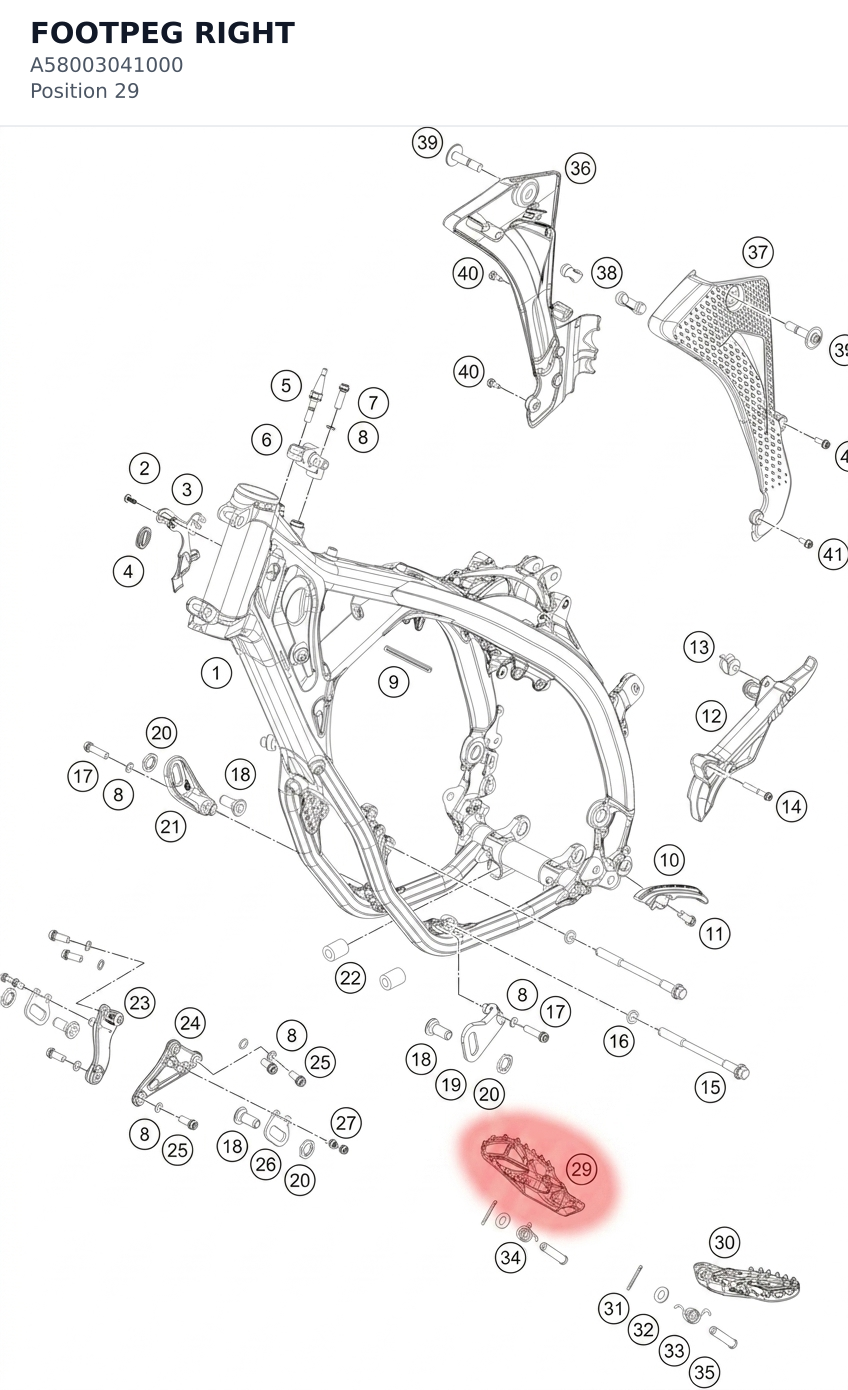 Diagram preview: FOOTPEG RIGHT (A58003041000)