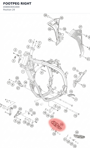 Diagram preview: FOOTPEG RIGHT (A58003041000)