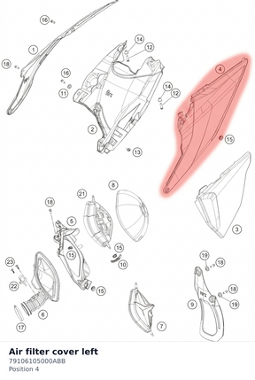 Diagram preview: Air filter cover left (79106105000ABB)
