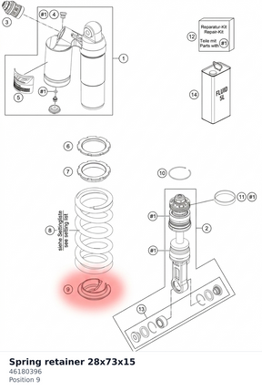 Diagram preview: Spring retainer 28x73x15 (46180396)