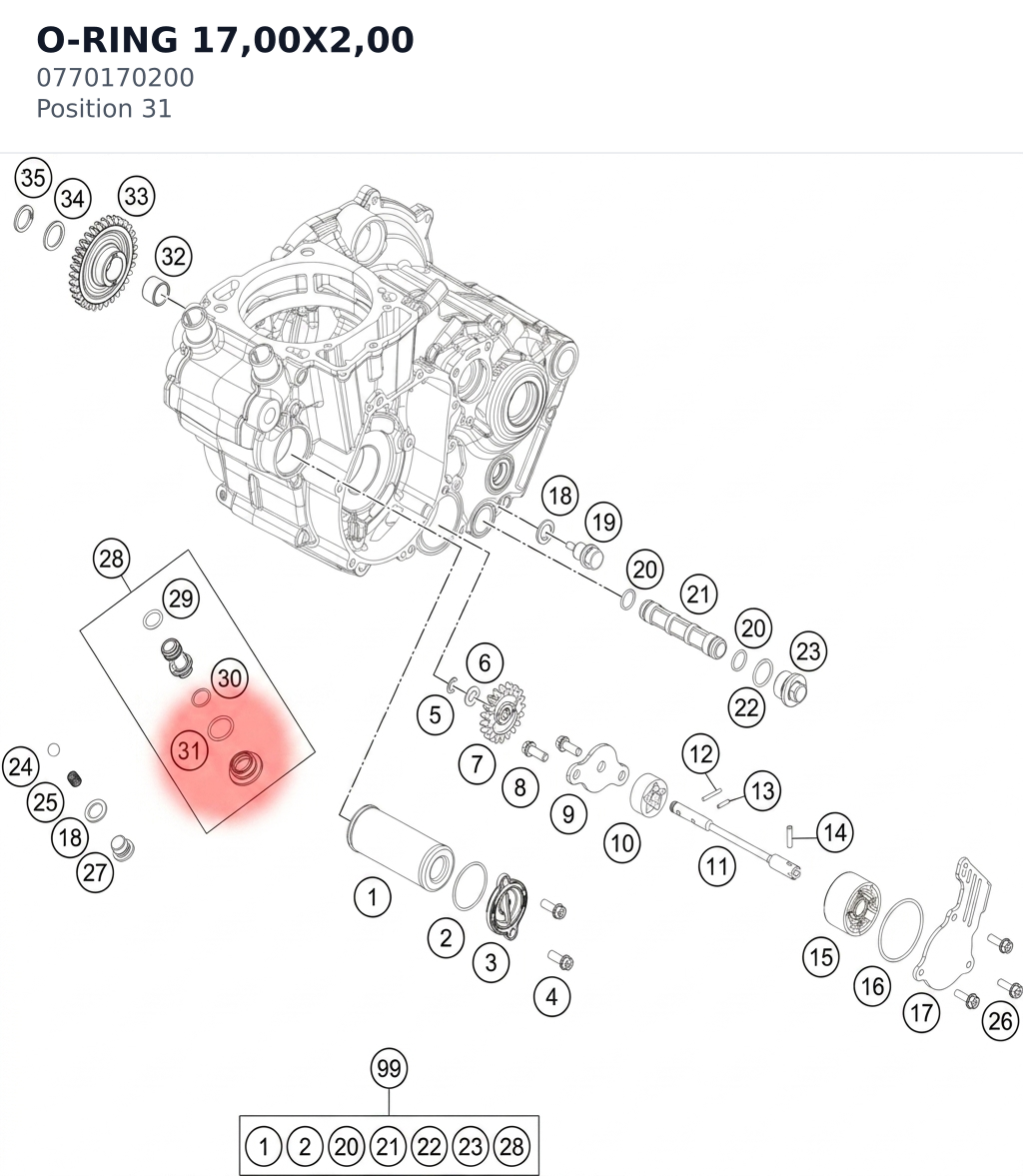 Diagram preview: O-RING  17,00X2,00 (0770170200)