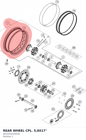 Diagram preview: REAR WHEEL CPL. 5,0X17'' (6031010104430)