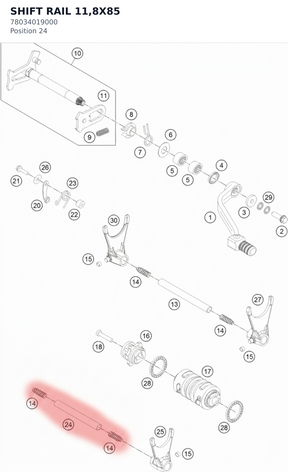 Diagram preview: SHIFT RAIL 11,8X85 (78034019000)