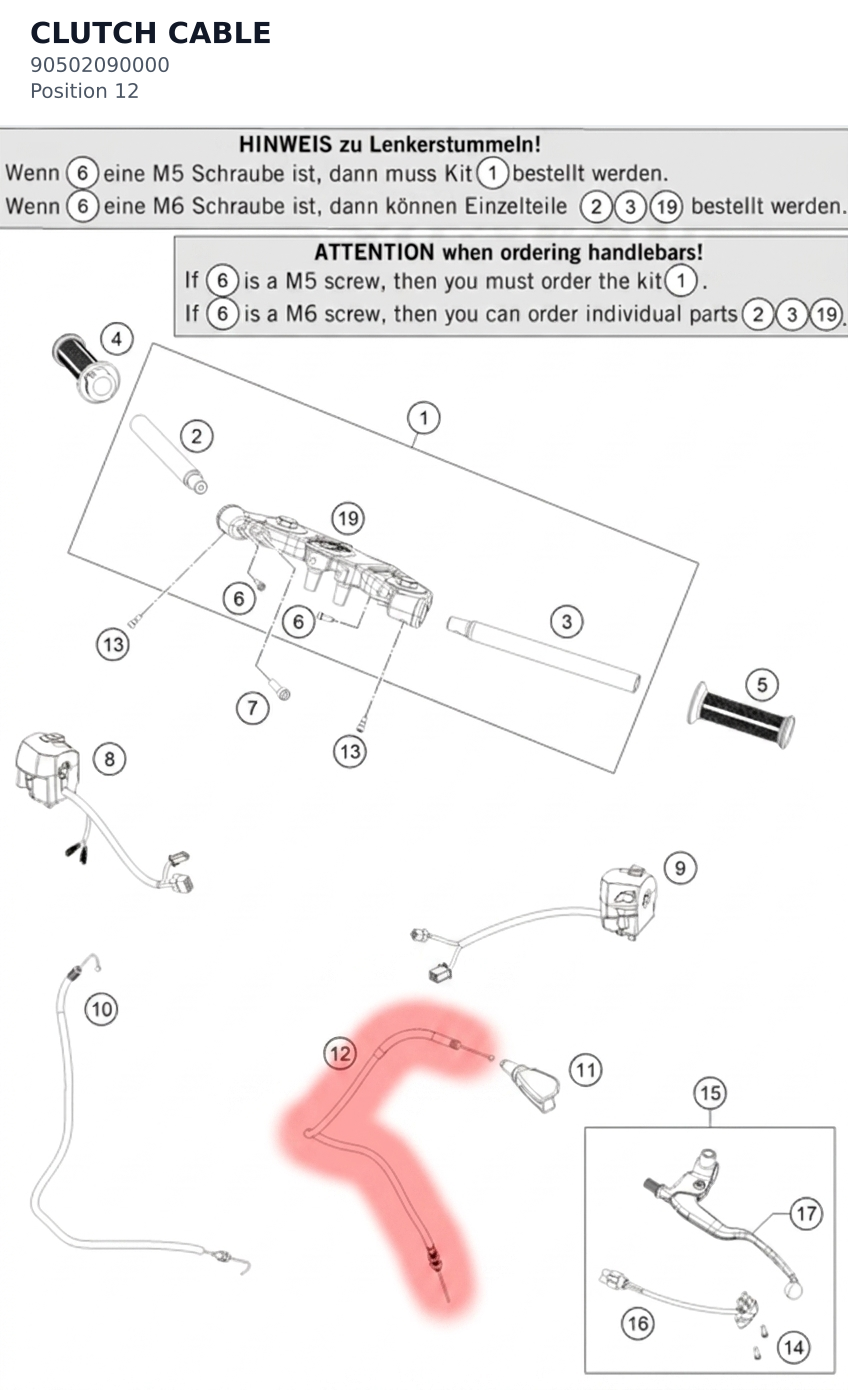 Diagram preview: CLUTCH CABLE (90502090000)