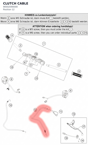 Diagram preview: CLUTCH CABLE (90502090000)