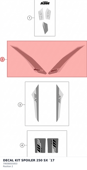 Diagram preview: DECAL KIT SPOILER 250 SX ´17 (79008055003)