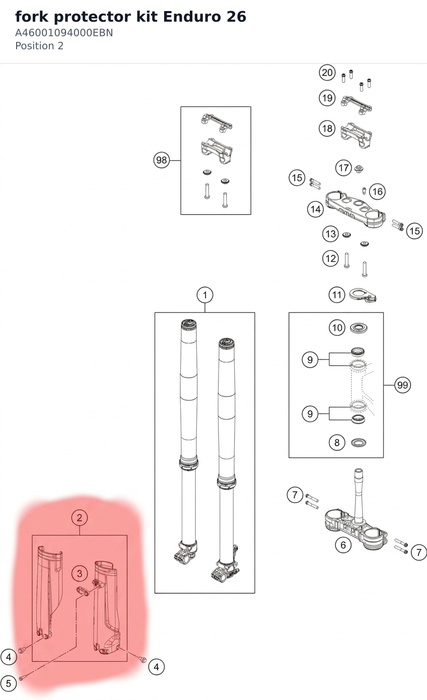 Diagram preview: fork protector kit Enduro 26 (A46001094000EBN)