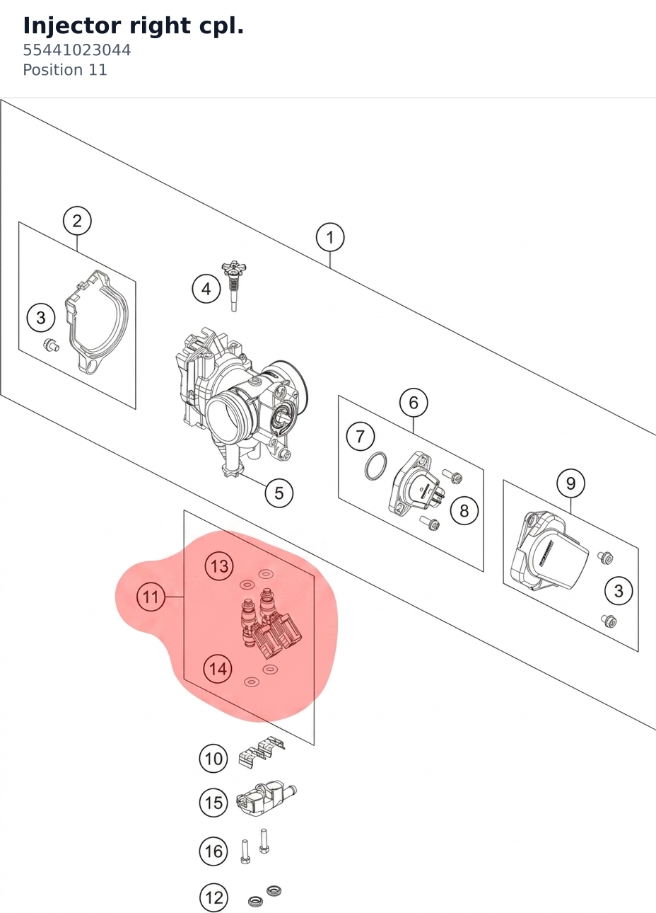 Diagram preview: Injector right cpl. (55441023044)