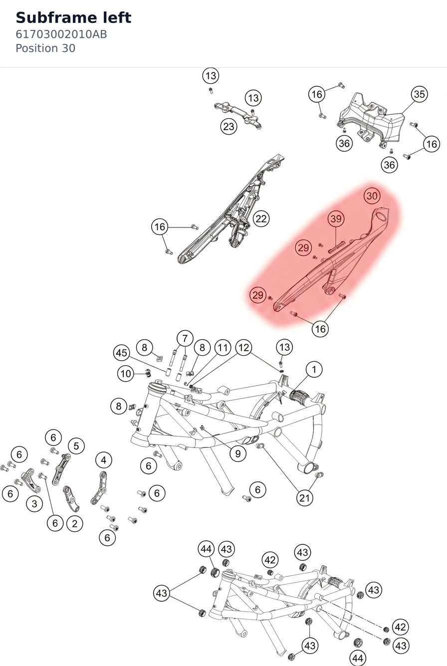 Diagram preview: Subframe left (61703002010AB)