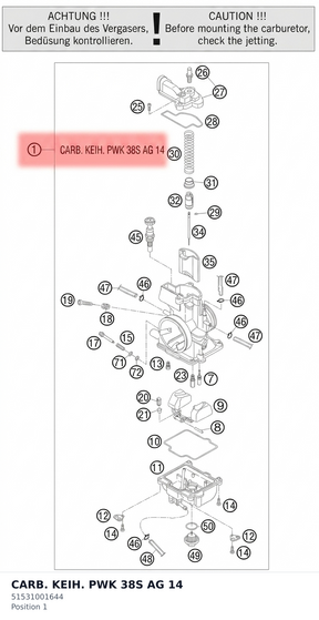 Diagram preview: CARB. KEIH. PWK 38S AG      14 (51531001644)