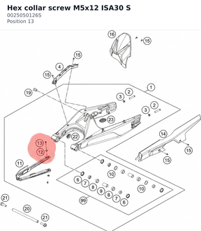 Diagram preview: Hex collar screw M5x12 ISA30 S (0025050126S)