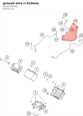 Diagram preview: ground wire l=410mm (A62611097010)