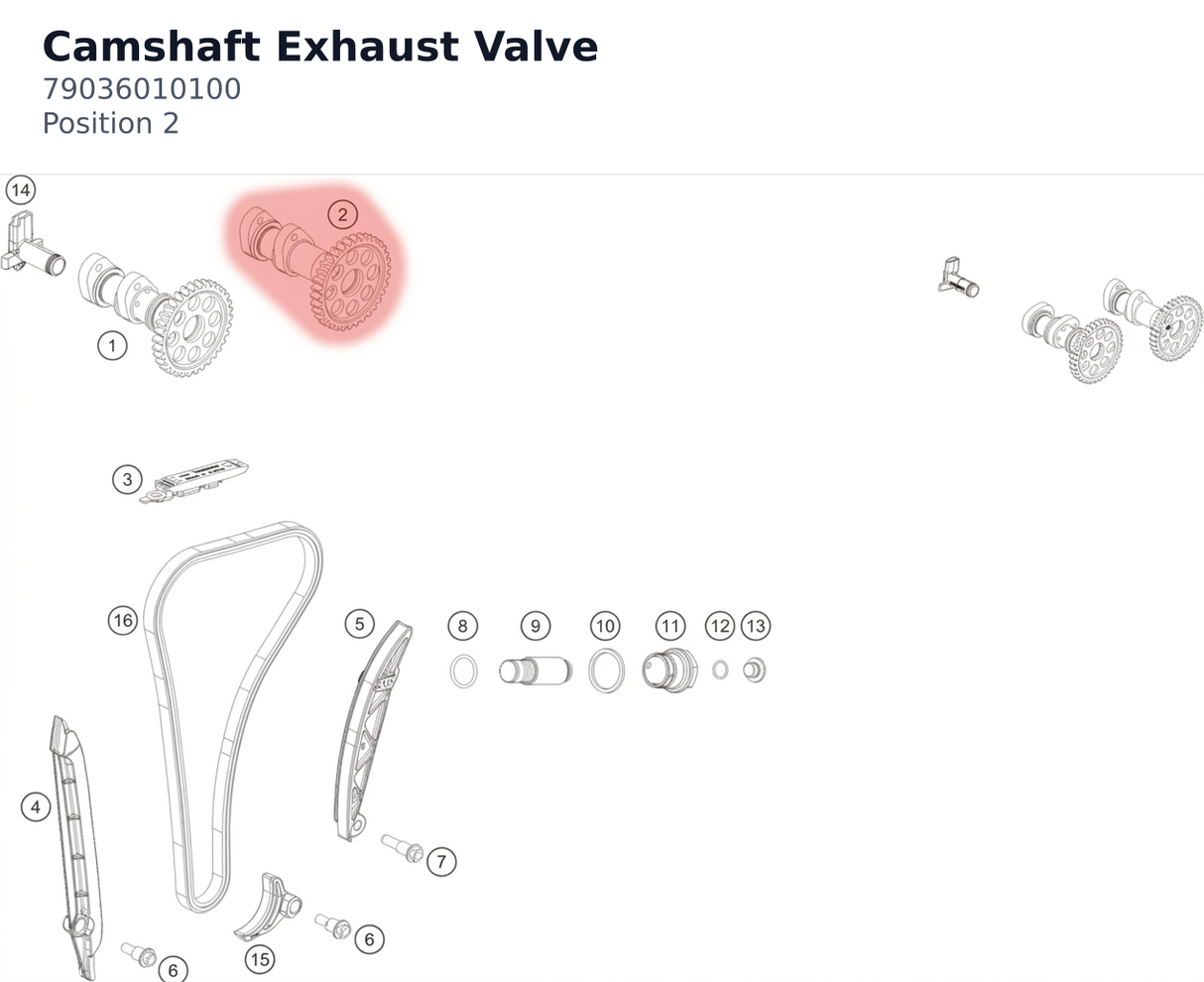 Diagram preview: Camshaft Exhaust Valve (79036010100)